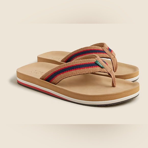 NWT J Crew Striped Flip Flops - Picture 1 of 9